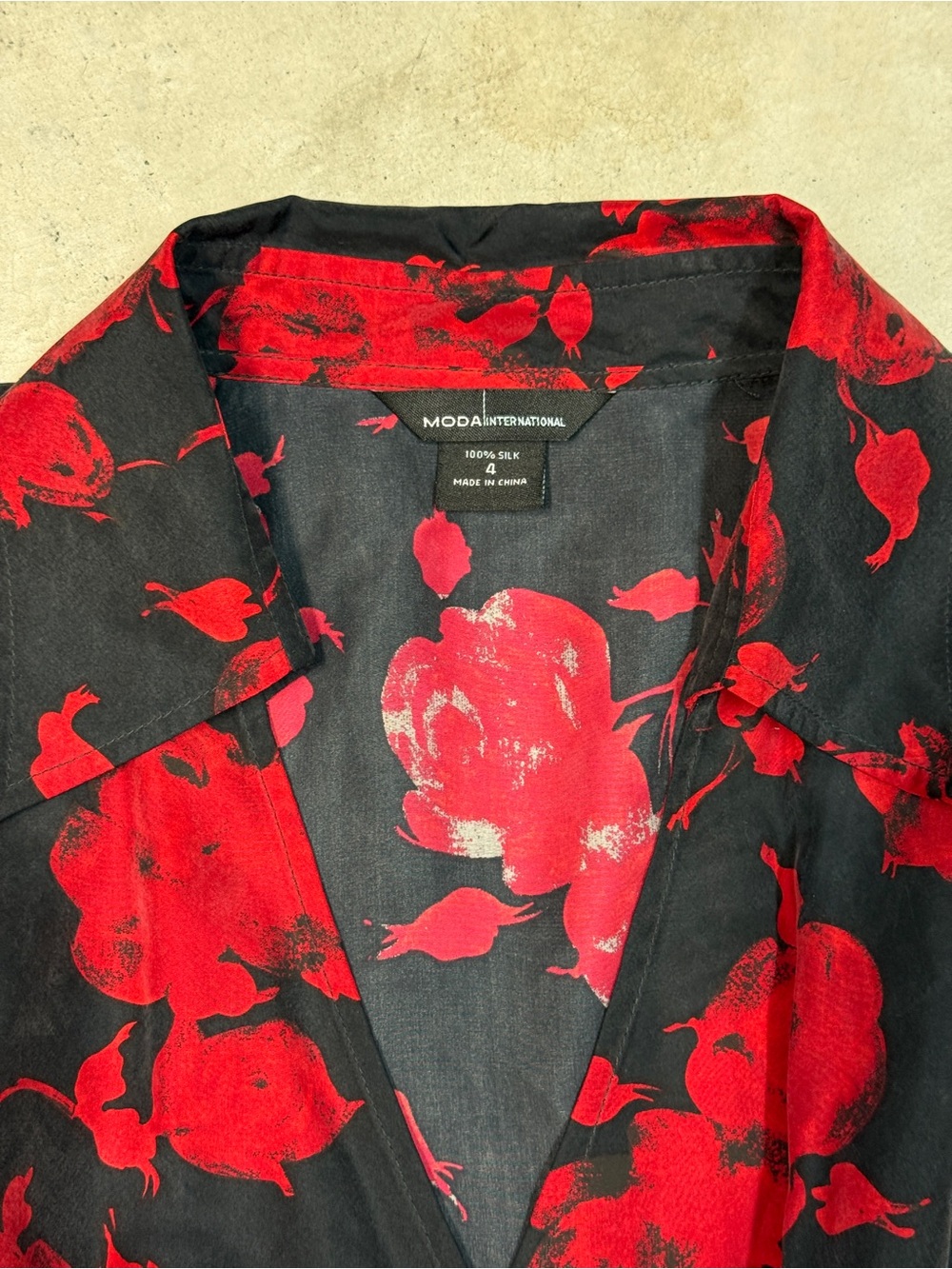 Moda International | Red Rose Silk Wrap Dress 100% silk - Picture 4 of 6